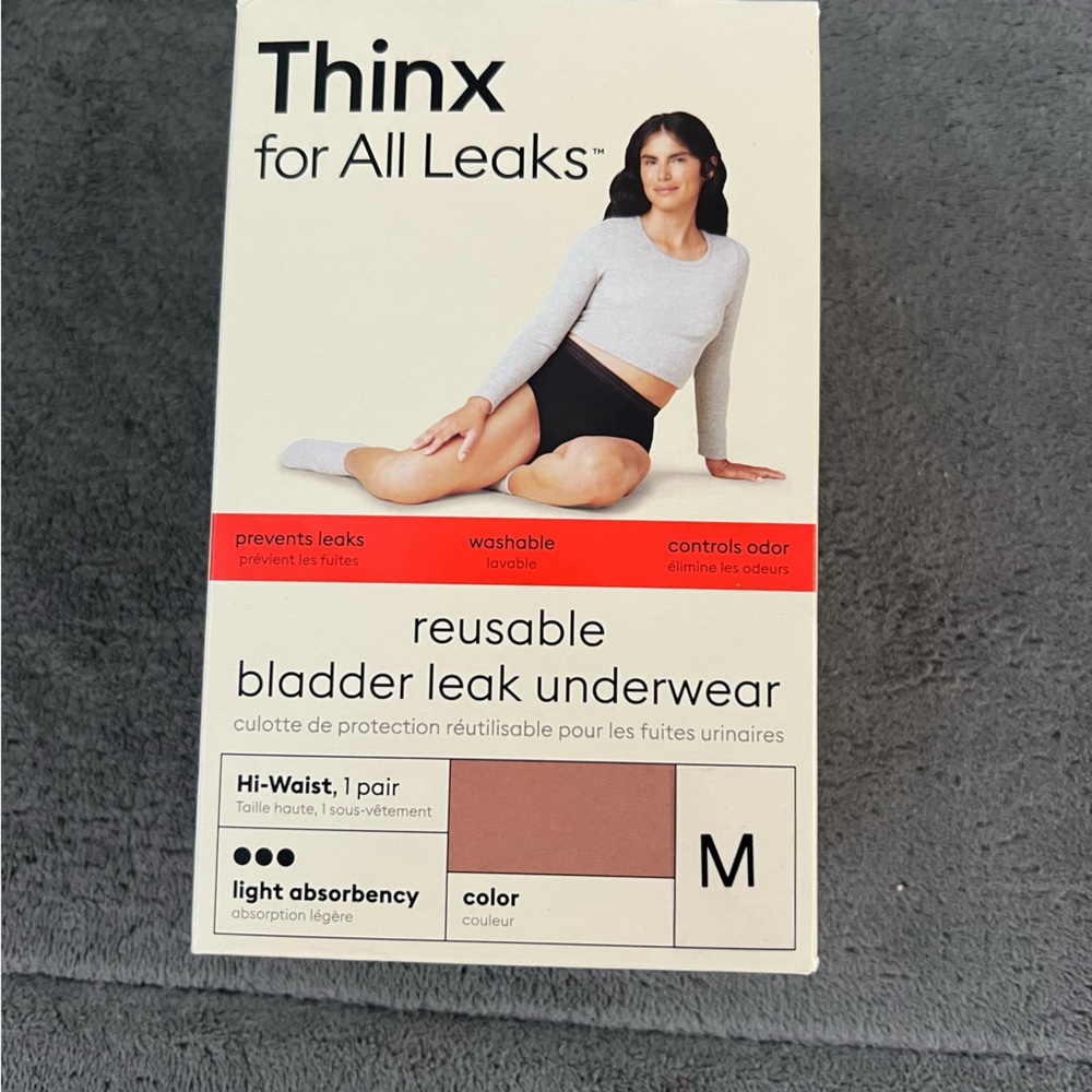 Thinx For All Leaks Underwear Reusable Hi-Waist Light Absorbency Size M , Size L